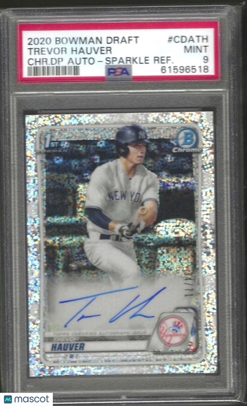 2020 Bowman Draft Chrome Draft Picks Autographs Trevor Hauver #CDATH CHR. DP Sparkle Refractor PSA 9