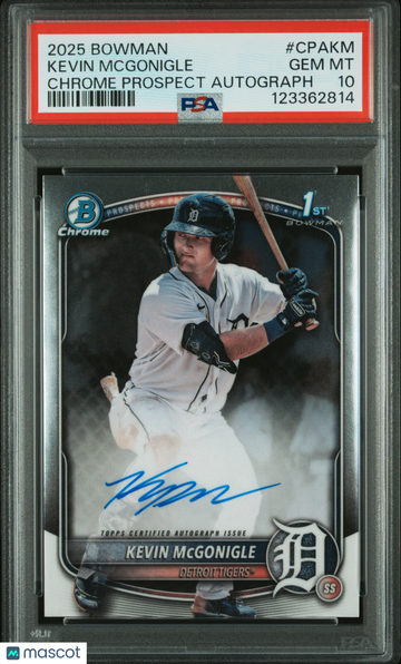 2025 Bowman Chrome Prospect Autographs Kevin Mcgonigle #CPAKM PSA 10