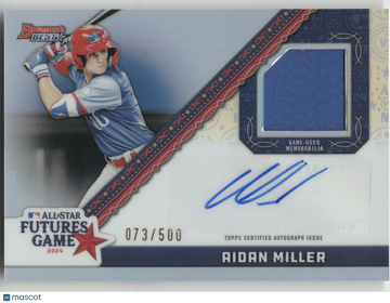 2024 Topps Bowman's Best Aidan Miller #FGRA-AM /500 All-Star Futures Game Autograph Relic Card Game-Used Memorabilia
