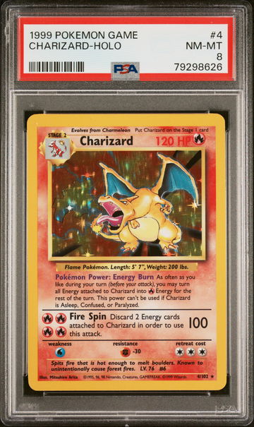 1999 Pokemon Base Set Holo Charizard #4 PSA 8