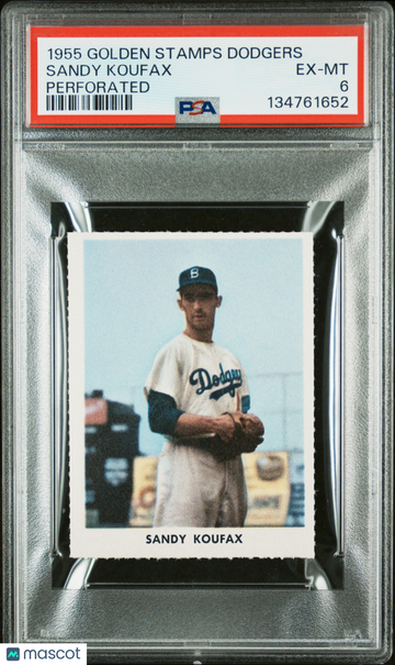 1955 Golden Stamps Brooklyn Dodgers Perforated Sandy Koufax PSA 6