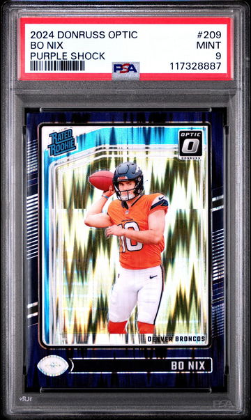 2024 Donruss Optic Rated Rookie Purple Shock Bo Nix #209 PSA 9