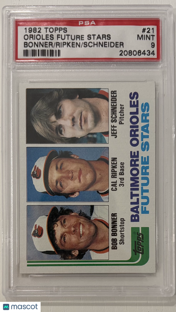 1982 Topps Orioles Future Stars #21 Bonner Ripken Schneider PSA 9