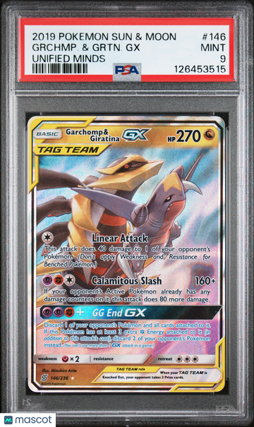 2019 Pokemon Sun & Moon Unified Minds Grchmp. & Grtn. GX Unified Minds PSA 9 #146
