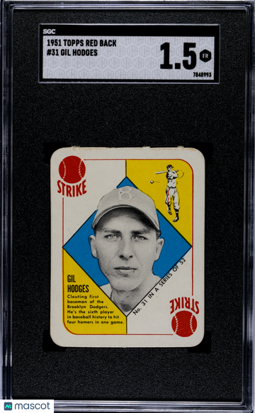 1951 Topps Red Back Gil Hodges #31 SGC 1.5