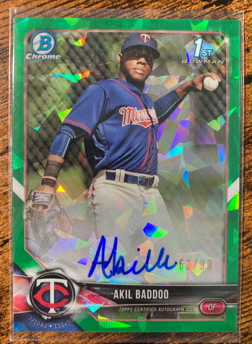 2018 Bowman Chrome Akil Baddoo Green Atomic Refractor /99