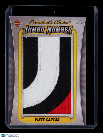 2023 President's Choice Solitaire 2.0 Update Jumbo Number Vince Carter 1/1 /1 Jumbo Number Game-Used Patch