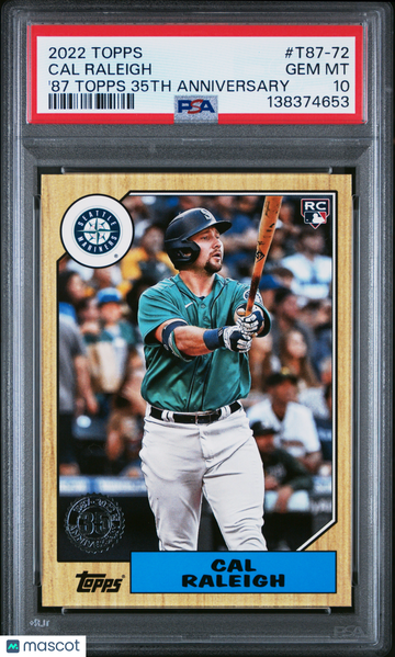 2022 Topps 1987 Topps Baseball 35th Anniversary Cal Raleigh #T87-72 '87 PSA 10