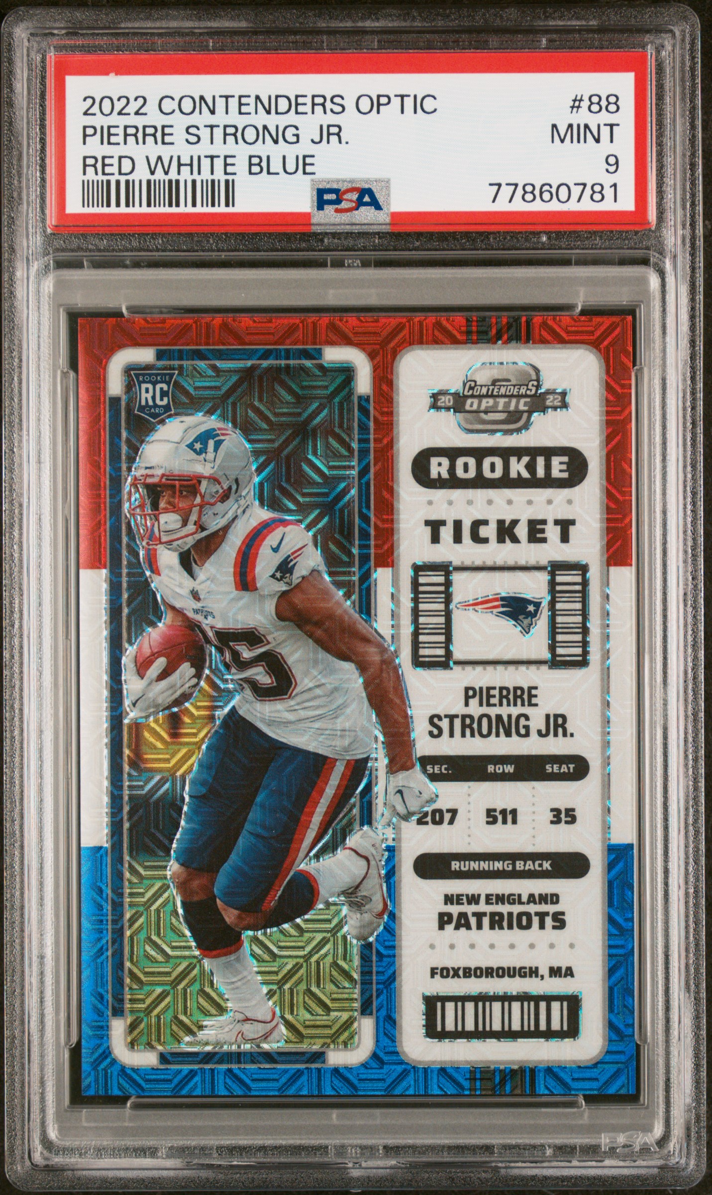 2020 Contenders Optic Pierre Strong Jr. PSA 9 /13 Red white blue rookie rc ssp