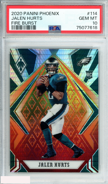 2020 PANINI PHOENIX JALEN HURTS #114 FIRE BURST ROOKIE RC PSA 10 GEM MT
