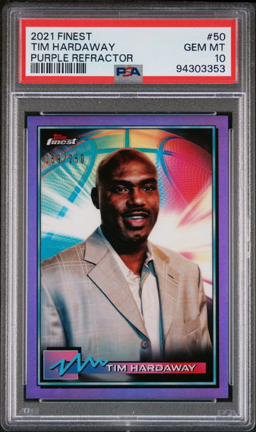 2021 Topps Finest Purple Refractor Tim Hardaway #50 /250 PSA 10