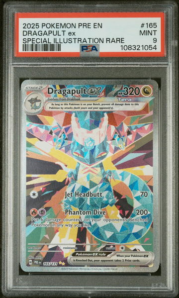 2025 Pokemon Scarlet and Violet Prismatic Evolutions Special Illustration Rare Dragapult Ex #165 PSA 9