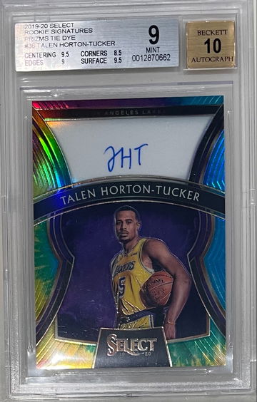 Talen Horton-Tucker 2019-20 panini select tie-dye Prizm rc auto autograph bgs 9 #/25