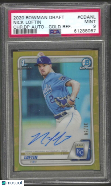 2020 Bowman Draft Chrome Draft Picks Autographs Nick Loftin #CDANL CHR. DP Gold Refractor PSA 9
