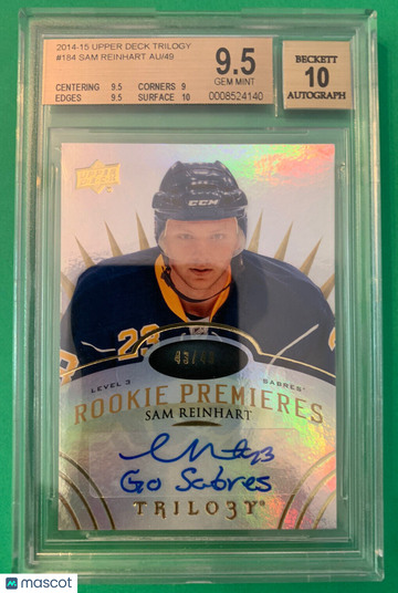 SAM REINHART BGS 9.5 2014 UPPER DECK TRILOGY LEVEL 3 AUTOGRAPHED ROOKIE RC #/49