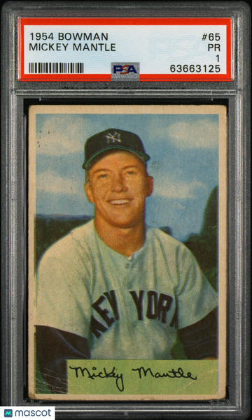 1954 Bowman Mickey Mantle #65 PSA 1