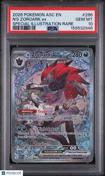 Ascended Heroes N'S Zoroark EX Special Illustration Rare PSA 10 #286