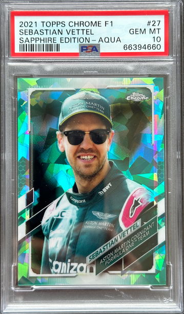 2021 Topps Chrome F1 Sapphire Sebastian Vettel #27 Aqua /99