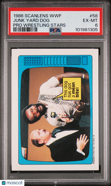 1986 Scanlens WWF Pro Wrestling Stars Junk Yard Dog #58 PSA 6