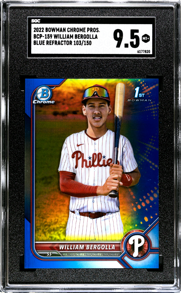 2022 Bowman Chrome William Bergolla #BCP-159 Blue Ref. SGC 9.5