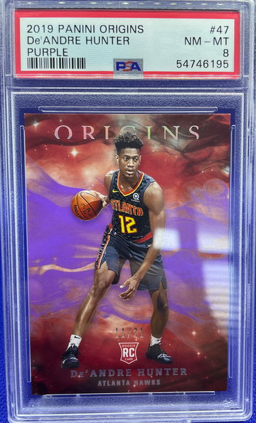 2019-20 Panini Origins De’Andre Hunter FOTL Purple RC 11/21 PSA 8 NM-MT POP 1 SP