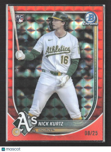 2025 Bowman Chrome Nick Kurtz #93 Red Mojo Refractor /25 RC