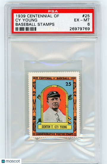 1939 Centennial Of Baseball Stamp Cy Young #25 Stamps PSA 6