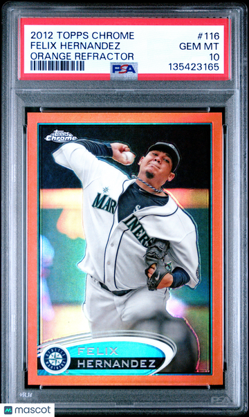 2012 Topps Chrome Felix Hernandez #116 Orange Refractor PSA 10