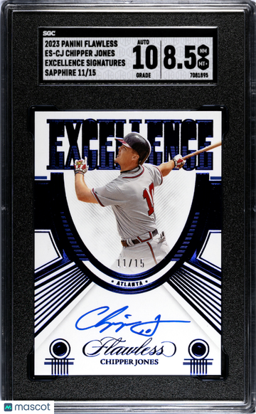 2023 Panini Flawless Chipper Jones #ES-CJ Excellence Sigs. Sapphire SGC 8.5 Auto 10