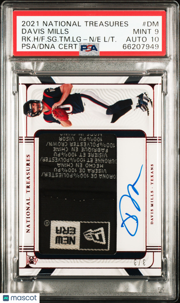 2021 Panini National Treasures Rookie Hats Off Signatures Davis Mills #DM RK. H F. SG. TM. LG T. PSA 9 Auto 10