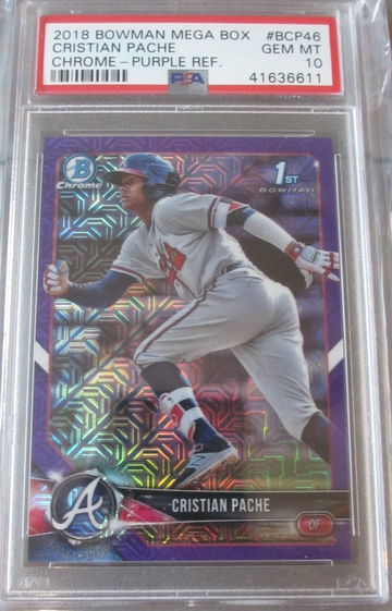 Cristian Pache 1st Bowman 2019 Bowman Chrome Mega Box Purple Refractor #/250 PSA 10