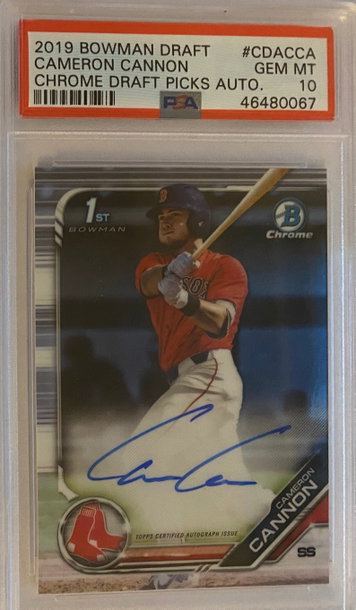 CAMERON CANNON 2019 Bowman Draft Chrome Draft Pocks 1st Auto! PSA 10! LOW POP!