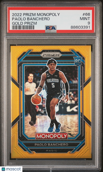 2022 Panini Prizm Monopoly Paolo Banchero #66 Gold /49 Rookie RC PSA 9