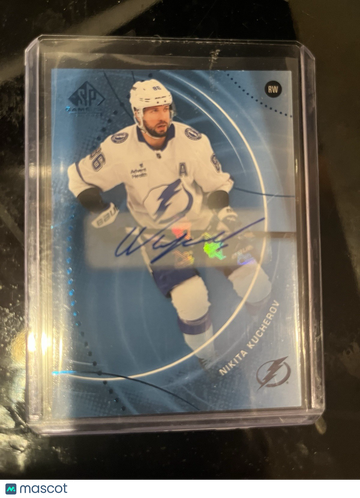 2025-26 Upper Deck SP Game Used Nikita Kucherov Blue Autographs Autographs Short Print Insert