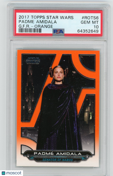 2017 Topps Star Wars Galactic Files Reborn Padme Amidala #ROTS6 G. F. R. Orange PSA 10