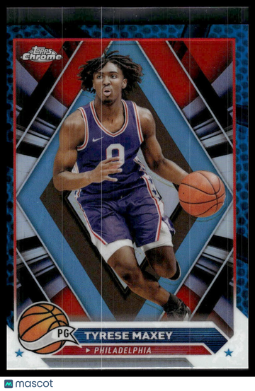 2023-24 Topps Chrome Tyrese Maxey #33 Blue Basketball Refractors