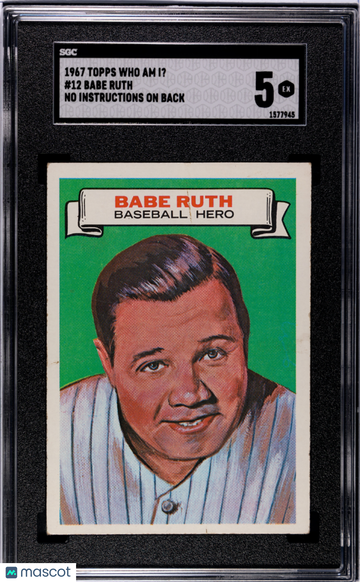 1967 Topps Who Am I? Babe Ruth #12 No Instructions On Back SGC 5