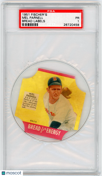 1951 Fischer's Bread Labels Mel Parnell PSA 1
