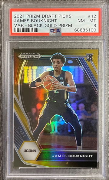 2021-22 Panini Prizm Draft Picks #12 James Bouknight /5 Black Gold Rookie PSA 8