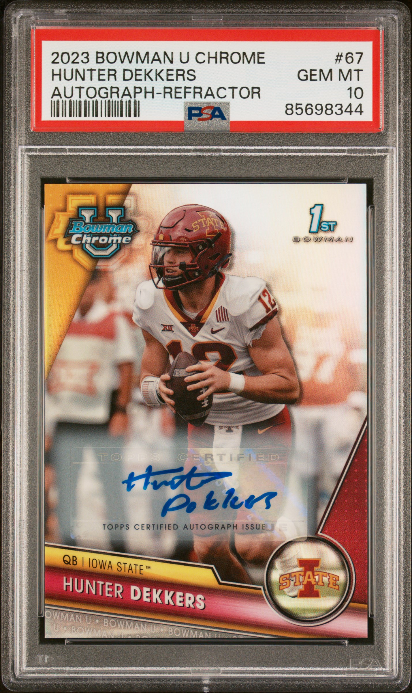 2023 Bowman University Chrome Hunter Dekkers #67 PSA 10