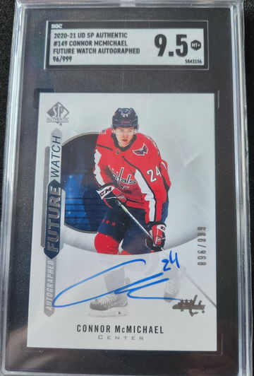 Connor McMichael 2020-21 UD SP Authentic Future Watch Auto /999 SGC 9.5