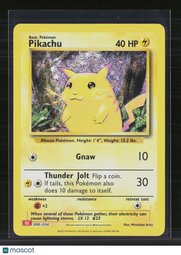 2023 Classic Collection Pikachu Holo 8/34 Pokemon Trading Card English Lightly Played