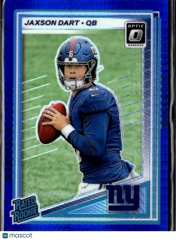 Jaxson Dart 2025 Panini Donruss Optic Prizm Blue New York Giants