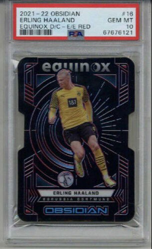 2021 PANINI OBSIDIAN EQUINOX D/C E/E RED #16 ERLING HAALAND 06/20 PSA 10