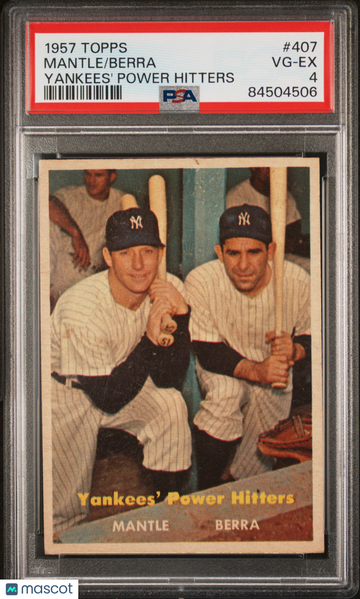 1957 Topps Berra Mantle #407 Yankees' Power Hitters PSA 4