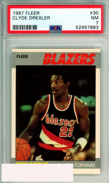 1987 FLEER CLYDE DREXLER #30 HOF PORTLAND TRAILBLAZERS PSA 7 NM