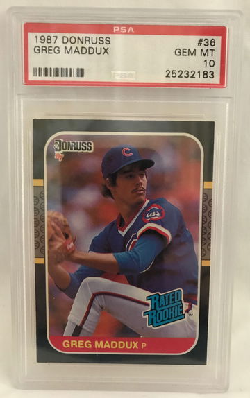 1987 Donruss Greg Maddux RC PSA 10 Atlanta Braves HOF