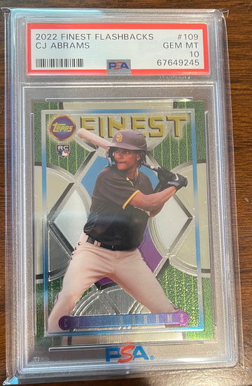 2022 Topps Finest Flashbacks CJ Abrams Rookie RC #109 Padres PSA 10 GEM MINT. 