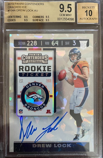 DREW LOCK 2019 CONTENDERS CRACKED ICE BGS 9.5 TRUE GEM MINT