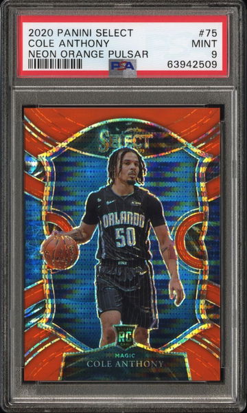 2020 Panini Select Cole Anthony Rookie RC Orange Pulsar FOTL /15 #75 PSA 9 POP 1